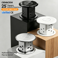 Prise de courant escamotable universelle en alliage d'aluminium KSQ pour bureau et cuisine, avec chargement USB sans fil intégré