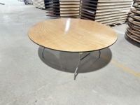 Table de banquet ronde pliante JJ250030 avec plateau en contreplaqué, pieds en métal robustes, table ronde pliable pour mariage, événement, location