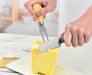 Rebanador de queso, tenedores esparcidores de mantequilla, acero inoxidable, Acacia/mango de madera de goma, 4 Uds./6 uds., juego de cuchillos para queso con caja - Product Image 3