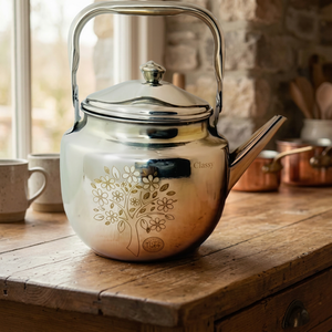 Tea Kettle With <b>Lid</b> Metal Handle Floral Design Water <b>Pot</b> For Kitchen Use - Product Image 1