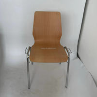 Chaise de conférence en contreplaqué courbé avec cadre chromé, chaise de banquet pour formation