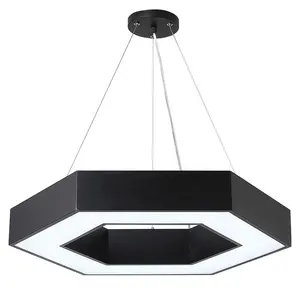 Luz colgante LED suspendida hexagonal de alta calidad para uso en oficina, Luz lineal artesanal