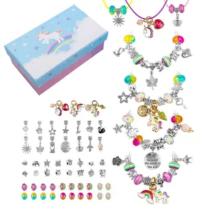 Kit de fabrication de bracelets perlés pour filles, chaîne serpent en argent, ensemble de breloques en forme de boîte d'amour, bricolage, 10 pièces, 53 pièces