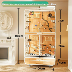 Jaula de Lujo Nueva al por Mayor de Fábrica, Ecológica, Grande, de Madera Maciza y Hierro para Loros y Pájaros, Villa Móvil para Aves, Aviario Interior y Exterior - Product Image 3