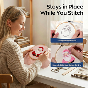 Carta Adesiva Solubile per Ricamo Fai-da-Te, per Abbigliamento, Punto Croce, Motivi Natalizi di Babbo Natale - Product Image 3