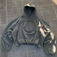 100% coton français éponge à capuche hommes patchs brodés personnalisés Logo Streetwear Vintage surdimensionné capuche pull automne