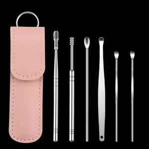 6-piece ear cleaning tool set with keychain, spiral ear pick, ear cleaning tool, ear pick, ear scraper, and ear cleaning kit - Product Image 3