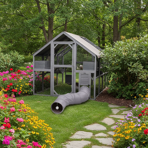 Chilochilo 110 дюймов катио уличный корпус для кошек Большой для нескольких кошек снаружи деревянный домик для кошек - Product Image 3