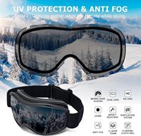 Masque de ski unisexe avec monture intégrale en TPU, verres anti-buée UV400, hydrofuge, sangle réglable, verres miroir pour protéger les yeux