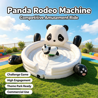 Taureau mécanique gonflable thème Panda, jeu interactif de rodéo pour enfants, prêt à l'emploi pour parcs d'attractions et location électrique
