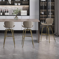 Tabouret de bar en bambou avec dossier haut pivotant, pour usage domestique, style moderne, luxe léger, couleur bronze antique, modèle design, style européen HD-7313D