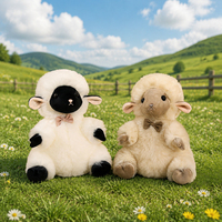 Peluche Mouton Noir Moelleux avec Nœud Papillon, Animal en Peluche Kawaii pour Filles, Cadeau d'Anniversaire et Décoration de Chambre - Vente en Gros