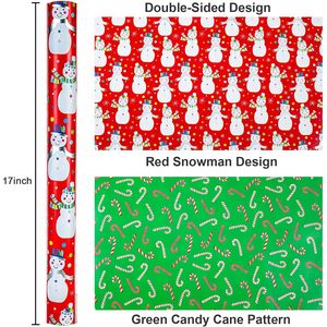 Yarcony Christmas Wrapping Paper Roll 17 Inch X 33 Feet Reversible Snowman Design For Gift Craft - Product Image 3
