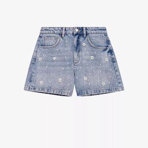 กางเกงยีนส์ขาสั้นผู้หญิงประดับเพชรหรูหราแฟชั่นฤดูร้อนปี 2025 ทรงขากว้าง - Product Image 4