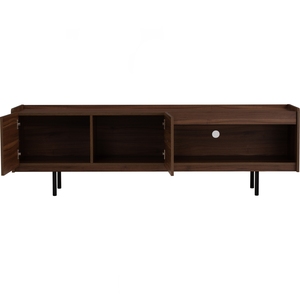 Industrial Metal Frame DENVER 1.8M <b>TV</b> Cabinet <b>Walnut</b> Top Media Console for Urban Apartment and Modern Office Lounge Area - Product Image 4