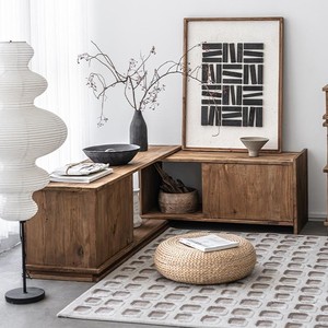 Ameublement de maison Meuble TV en bois massif de style chinois Vent silencieux Rétractable Libre Réglable Bas Côté Avancé Sense Log - Product Image 4