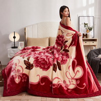 Nouvelle couverture Raschel à motif géométrique double couche, couvre-lit de mariage pour lits simples/doubles, douce pour la peau, extra-épaisse, en flanelle chaude