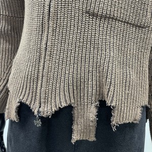 カスタムOEM/ODMロゴ長袖ジップアップメンズカシミアセーター厚手カジュアルニットクロップドニットデザイナージャケットカーディガン - Product Image 3