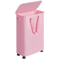 Pinck Panier de rangement à linge pliable Panier à linge étroit avec roues Panier à linge mince avec couvercle