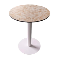 Table de restaurant personnalisée Tables basses rondes en marbre Table de salle à manger avec base en acier inoxydable noire