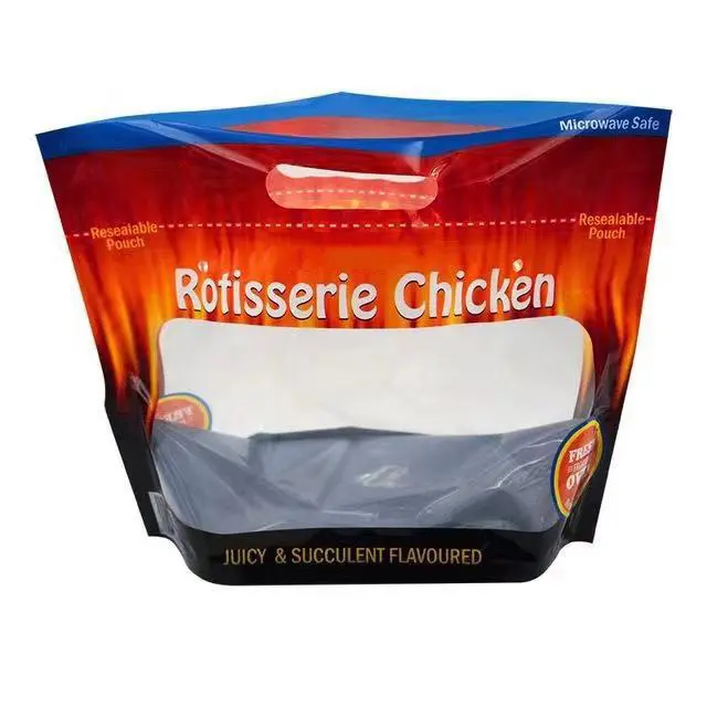 사용자 정의 로고 인쇄 지퍼 플라스틱 냉동 구운 닭 포장 저장 가방 파우치 가방 로스트 치킨