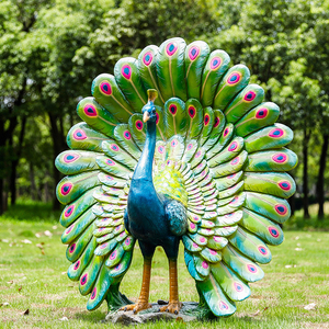 Estatua De Pavo Real Metálica Multicolor Estatua De Pavo | Meses Sin