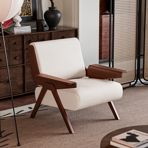 <span class=keywords><strong>Chaise</strong></span> de canapé de bras en bois massif moderne de luxe nordique loisirs pour salon chambre paresseux élégant salon tuffé confort Design Unique - Product Image 1