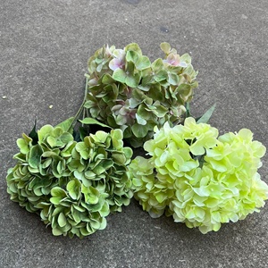 Hydrangea artificielle verte à tête unique en gros pour mariages et accessoires photo - Product Image 3