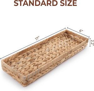 Durable Lightweight Eco-Friendly Hyacinth Woven Tray 16x6 Inch Bathroom Vanity <b>Organizer</b> Rattan Toilet <b>Paper</b> Holder for Kitchen - Product Image 4