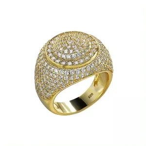 Perhiasan kustom keluaran baru cincin pria Bling berlian Lab asli termurah zirkonia kubik perak murni cincin pria