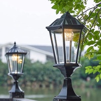 Lumière de pilier de porte imperméable extérieure de style européen pilier solaire voie lumineuse noir pilier LED en aluminium de 12 watts
