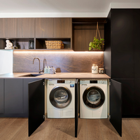 Meuble de lavage autoportant moderne sur mesure pour balcon avec évier et machine à laver, mobilier de maison pour chambre et salon
