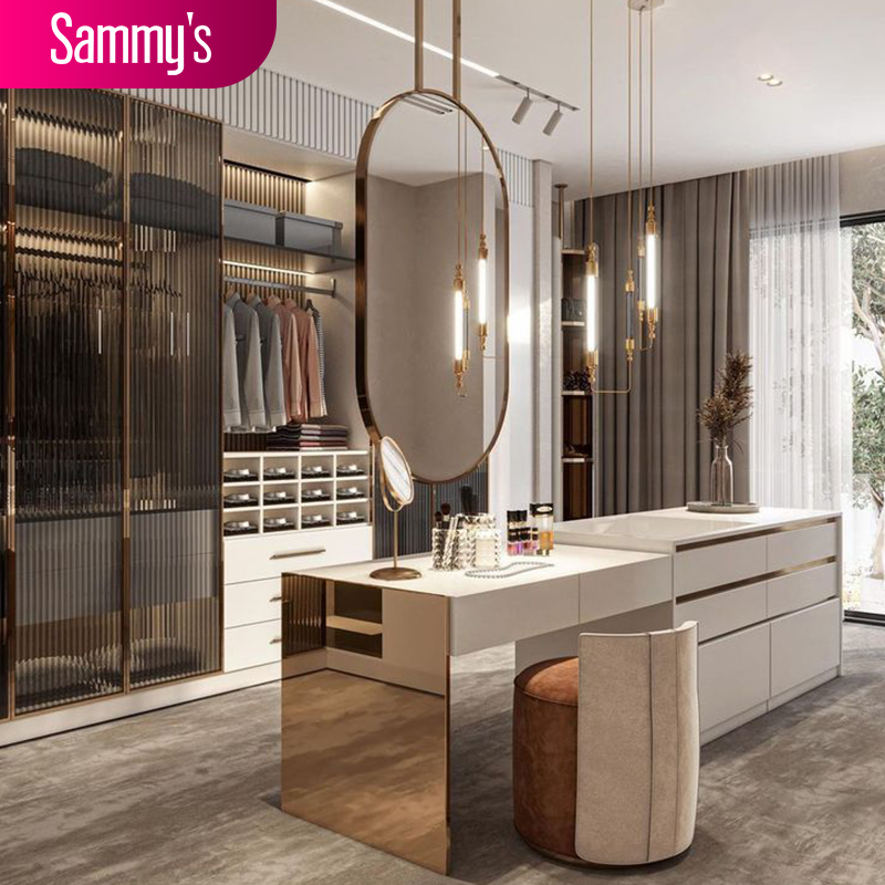 L Shape Modern Sliding Door Bedroom Wardrobe Closet for Sale