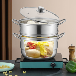 Vaporera Multiusos <span class=keywords><strong>de</strong></span> Acero Inoxidable <span class=keywords><strong>de</strong></span> Gran Capacidad, Universal para Estufa, con Tapa <span class=keywords><strong>de</strong></span> Vidrio, Utensilio <span class=keywords><strong>de</strong></span> Cocina, Regalo Más Vendido - Product Image 2