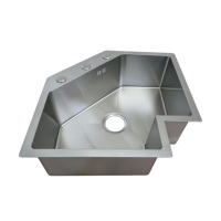 Évier d'angle en acier inoxydable 304 en forme de L, fait main, à encastrer sous le plan, pour armoire d'angle de cuisine