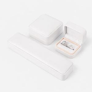 Classic Jewelry Set <b>Box</b> Luxury Leatherette Flip Top Jewelry Gift <b>Box</b> EVA Insert Debossing Custom Logo OEM Accepted - Product Image 3