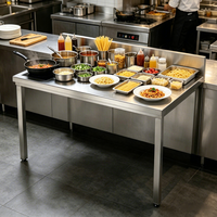 Mesa de Trabajo de Acero Inoxidable 304 de Grado Alimenticio para Procesamiento de Alimentos, Mesa de Trabajo Personalizada para Cocina Central y Fábrica de Alimentos