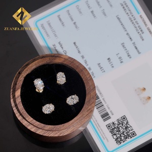 Pendientes de Oro de 10K con Diamantes Cultivados en Laboratorio, Corte Oval Clásico, NGIC VVS, Engaste de Garra, Joyería para Mujer, Gran Venta - Product Image 6