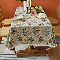 Nappe rectangulaire à motif floral rétro, nappe florale en tissu épais pour mariage et dîner