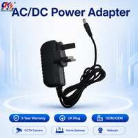 Alimentation murale AC/DC personnalisable CKS, alimentation 12V 1A, prise UK, matériau ABS/PC, pour éclairage LED, caméra CCTV, livraison directe d'usine