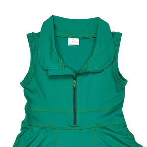 Venta al por mayor de niñas pequeñas sin mangas verde sólido yoga vestido Boutique lindo niños verano Atlético cremallera vestido activo - Product Image 4