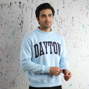 Sudadera con Capucha DAYTON SKY BLUE, Color Azul Bebé, 100% Algodón, Felpa, Talla Grande, Media Cremallera, Apliques Bordados, Estilo Deportivo, Invierno - Product Image 1