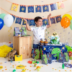 Juego de Platos Desechables de Papel para Fiesta de Cumpleaños de Dinosaurios, Vajilla de Papel con Lindos Dinosaurios Verdes, Artículos para Fiestas - Product Image 3