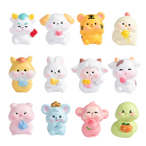 Figuras de Resina de los 12 Animales del Zodiaco Chino Dp Craft, Mini Decoración para Escritorio o Coche - Product Image 5