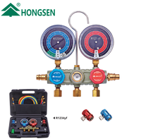 Kit d'outils de réfrigération HVAC Hongsen HS-S36F-1234 avec manomètre double, tuyaux et raccords rapides