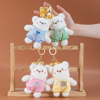 Porte-clés en peluche ours en coton PP doux, vente en gros, couleurs assorties, pendentif poupée de dessin animé avec clip métallique pour sacs