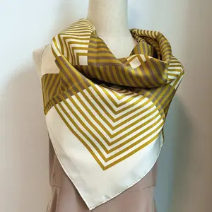 100% Silk Twill Scarf With Double Sides Digital Print Scarf In 90*90 Silk Square Scarf