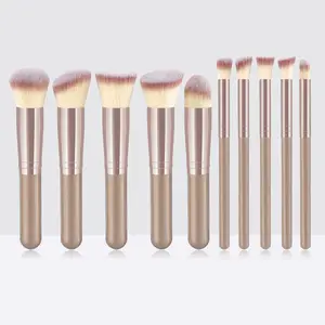 Custom Roze Zilver Luxe 10 Stuks Make-Up Borstels Synthetische Veganistische Professionele Make-Up Borstel Set Brochas De Maquill