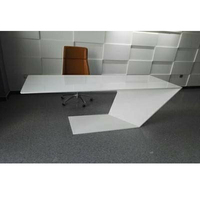 Bureau de direction moderne en acrylique, surface solide, blanc, en forme de Z, design de bureau d'ordinateur pour la maison