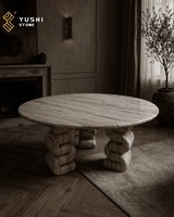 Table basse en onyx sur mesure haut de gamme YUSHI, table centrale en pierre naturelle artisanale pour projets hôteliers et villas de luxe